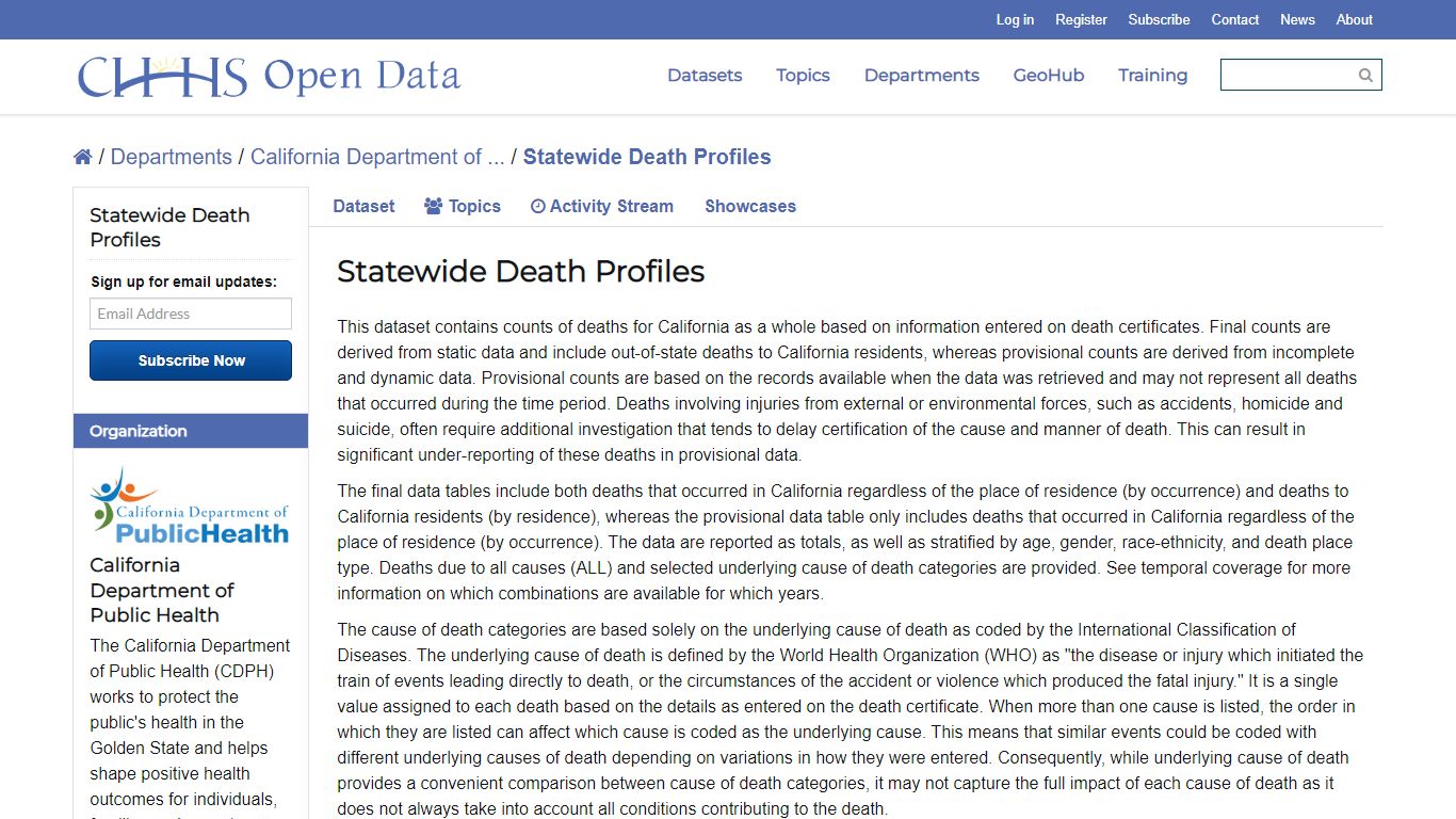 Statewide Death Profiles - Datasets - California Health and Human ...